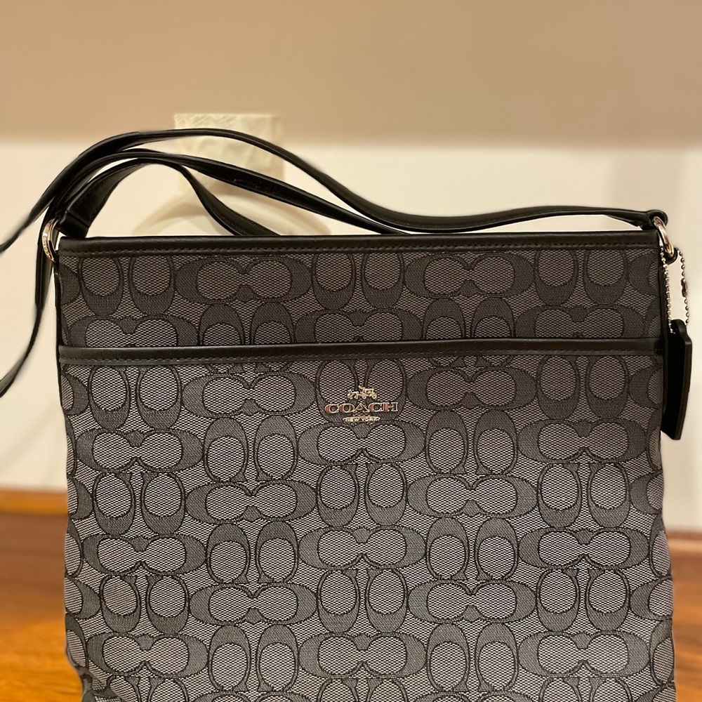 Coach Gray Signature Pattern Messenger Bag